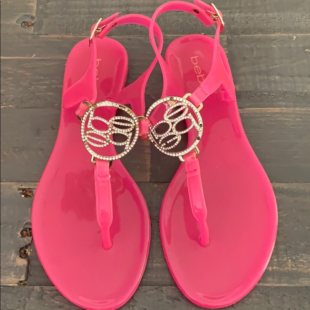 Hot pink Bebe jelly sandals size 6